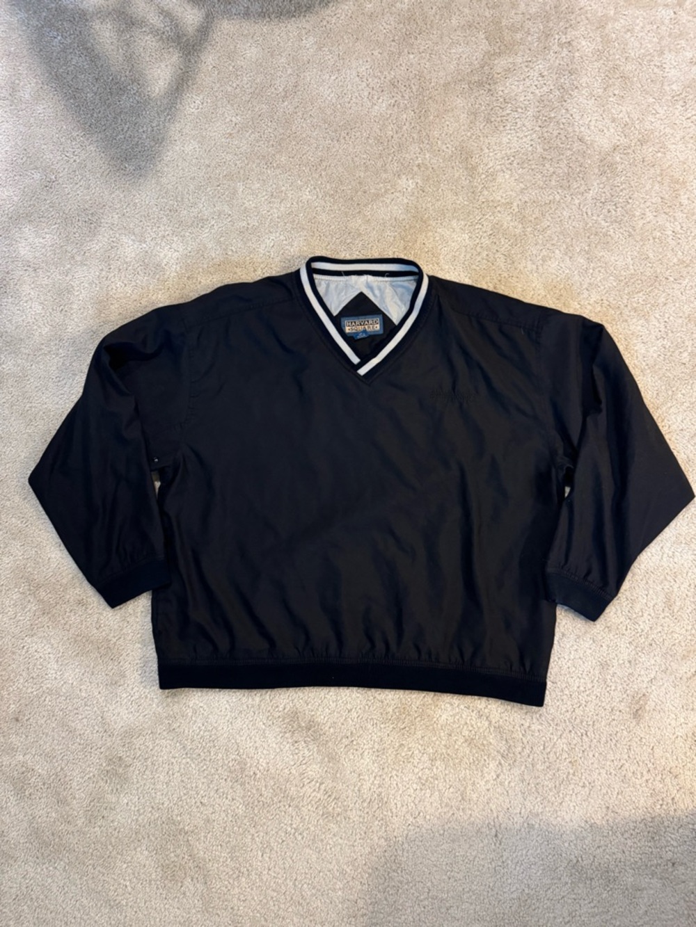 Harvard Square Men's Black V-Neck Pullover Sweater Windbreaker